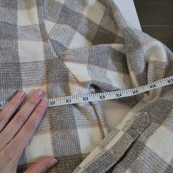 Shacket wool plaid flannel neutral oversized warm jacket sz S - Picture 6 of 7